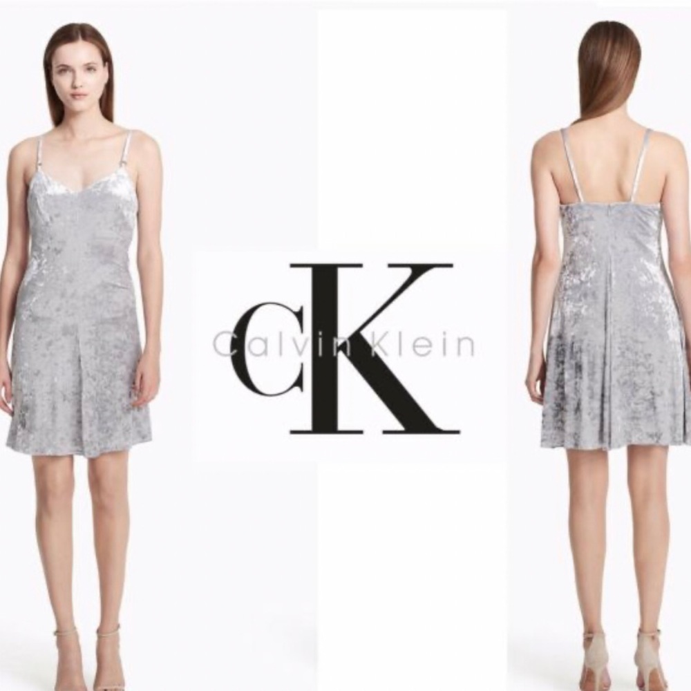 Calvin Klein sliver crushed velvet dress